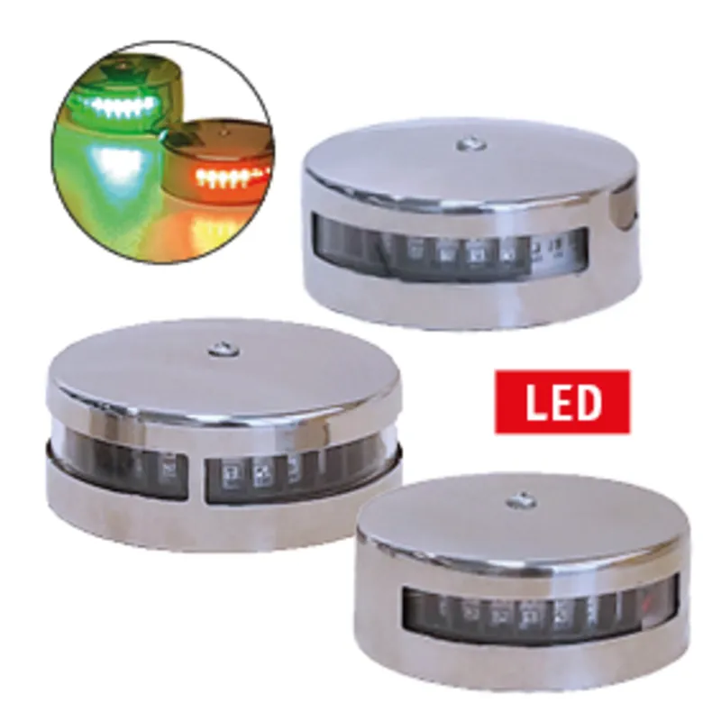 Led Positionslaterne, Poliertes Niro 304 Gehäuse; 10-30v; Rot/Grün, 2x112.5°