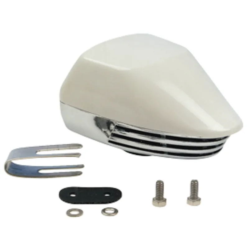 Messingverchromtes Elektromagnetisches Signalhorn mit Weißer Kunststoff-Kappe, Einklang, L=155mm, 12v