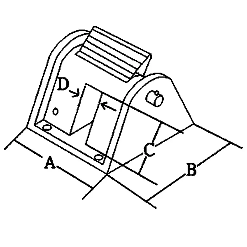 Niro Kettenstopper, A=68mm, B=79mm, C=40mm, D=14mm