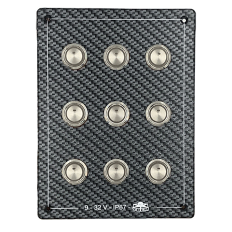 Schalttafel, Polycarbonat In Carbon-Optik, 9-32v, Wasserdicht Ip67 Abm.133x178mm