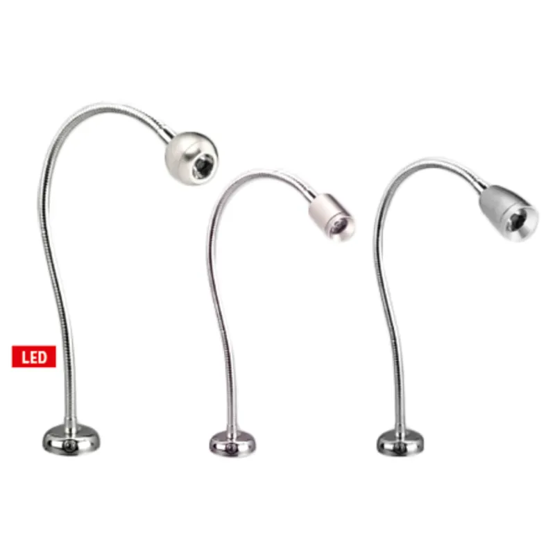 Flexible Led-Kartenleselampe, Messing-Verchromt, 8-30v/1,2w, Led 1x 1w, Warm White, mit Schalter