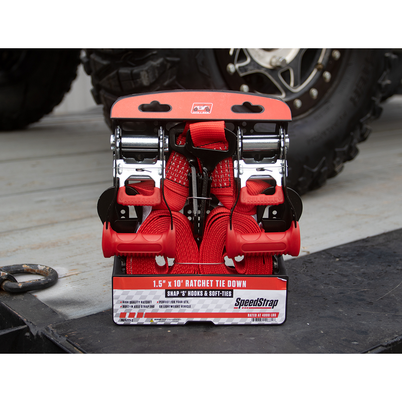 Speedstrap 38 mm Spannband mit Haken und Schlaufe, 300 cm, rot, (2er- Pack)
