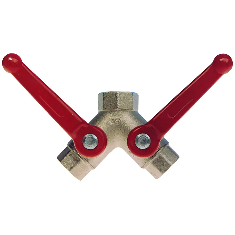 Messing-Verchromter 3-Wege Kugelhahn 'F-Flow', 1/2"X3/8"X3/8"