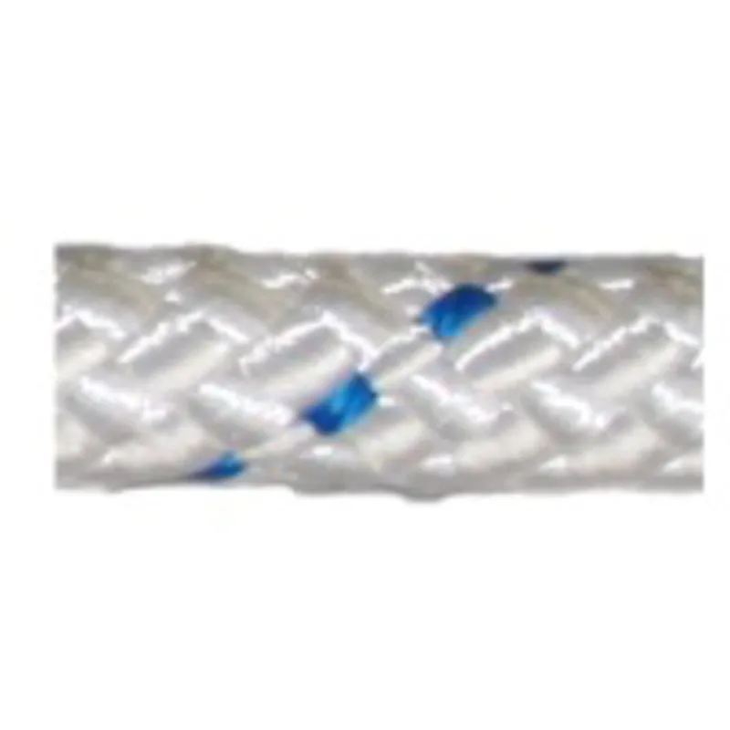Allcord-17, Ø6mm Geflochtene Schot- & Fallenleine 'Easy', Weiß mit Blauem Kennfaden
