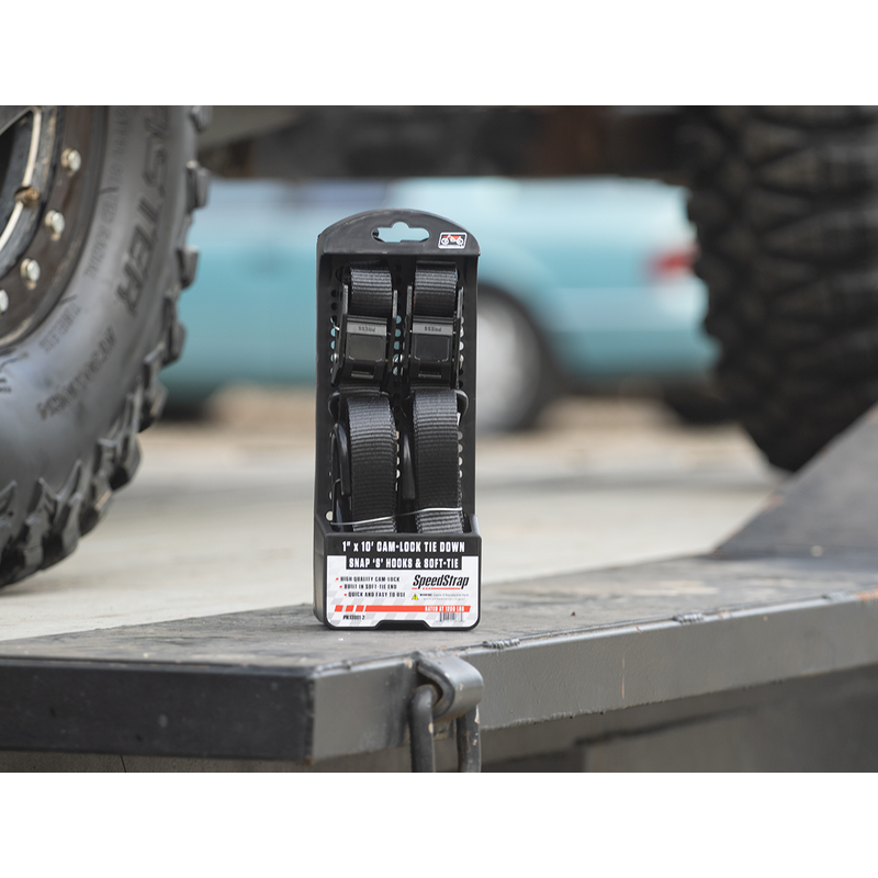 Speedstrap 25mm Cam-Lock Spannband mit S-Haken und Soft-Schlaufe (2er- Pack) - Schwarz