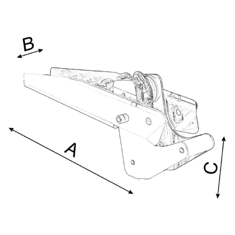 Niro Ankerbugrolle, A=300mm, B=80mm, C=80mm (Kippbar, Bis 10kg)