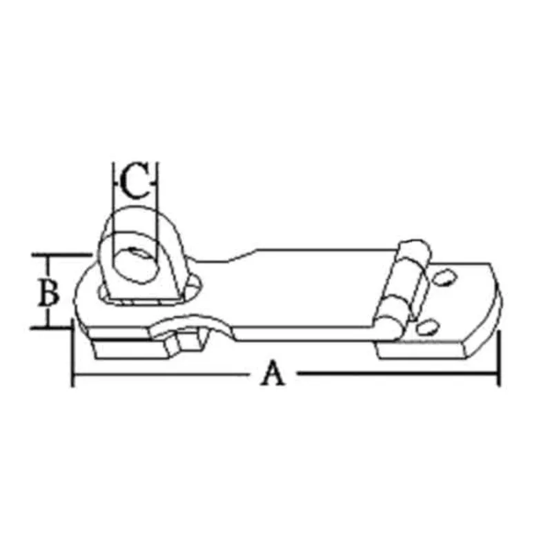 Niro Scharnier für Hängeschloß, A=75mm, B=25mm, C=9mm