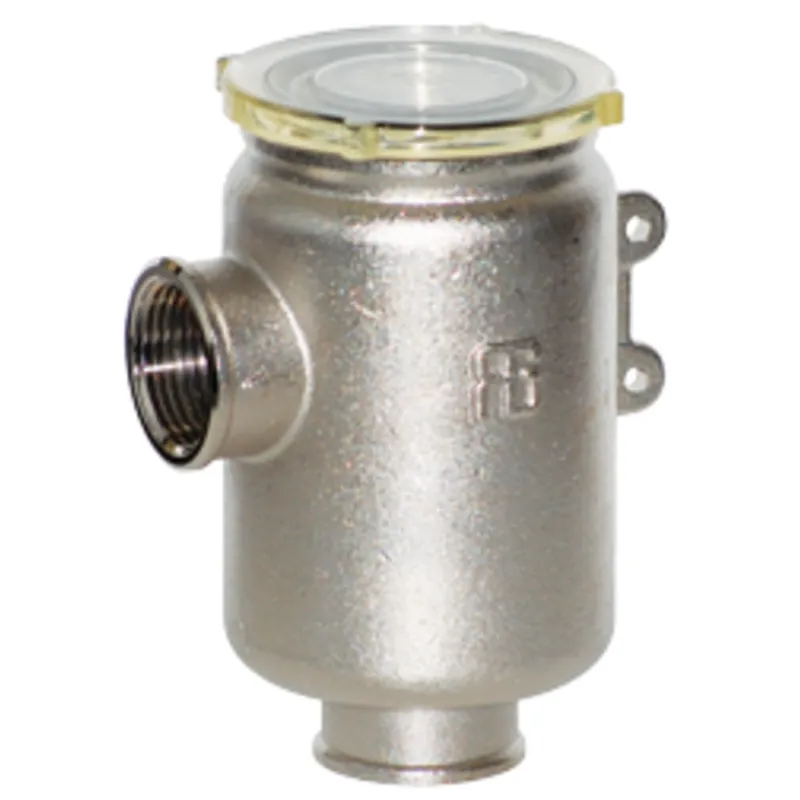 Nickel-Beschichteter Messing Kühlwasserfilter mit Niro 316 Sieb, 1/2", H=105mm, 2250l/Std