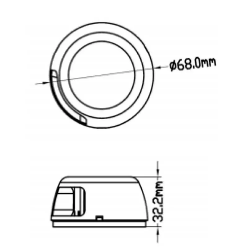 Led Positionslaterne, Poliertes Niro Gehäuse; 12-24v; 1.5w Rot/Grün 2x112.5°