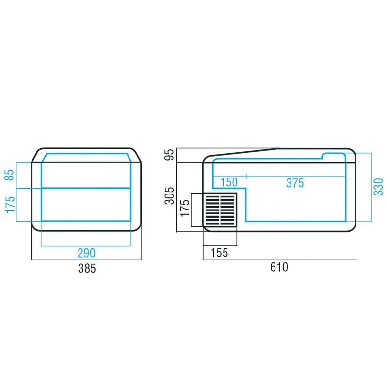 Mobilkühler 'Sea Special' Modell 'C41l', 41l, 650x385x400mm, 12/24v, Leistung 31w/H, mit Integriertem Kompressor