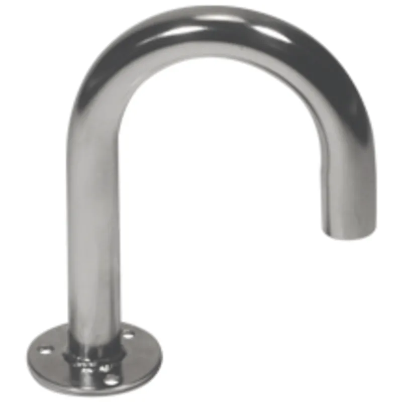 Niro Gebogene Kabeldurchfuhr, H=145mm, B=115mm, Øfuß=25mm, Ørohr=17x20mm