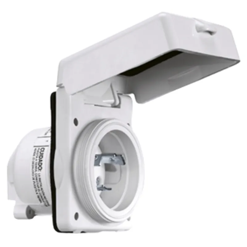 Nema-32a-Landanschlußstecker, Kunststoff, 32a/230v, mit Erdanschluß und Deckel, Ip56