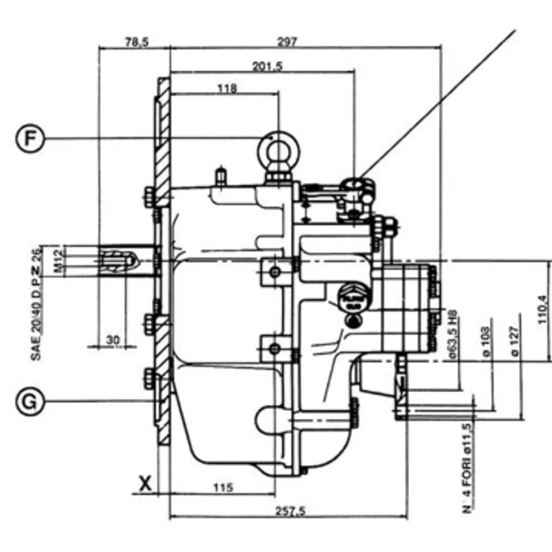 Technodrive Hydraulisches Wendegetriebe Tm93, R=2,77:1