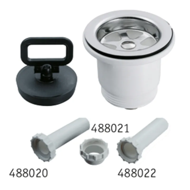 Kunststoff Gerader Abfluß, 1-1/2", mit Niro Sieb & Gummi Stopfen