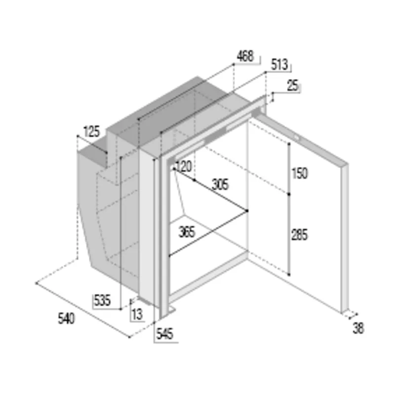 Niro Einbaukühlschrank 'Sea Steel' 'C62ix', 62l (Gefrierfach 4,5l) 12/24v, Int. Kompressor