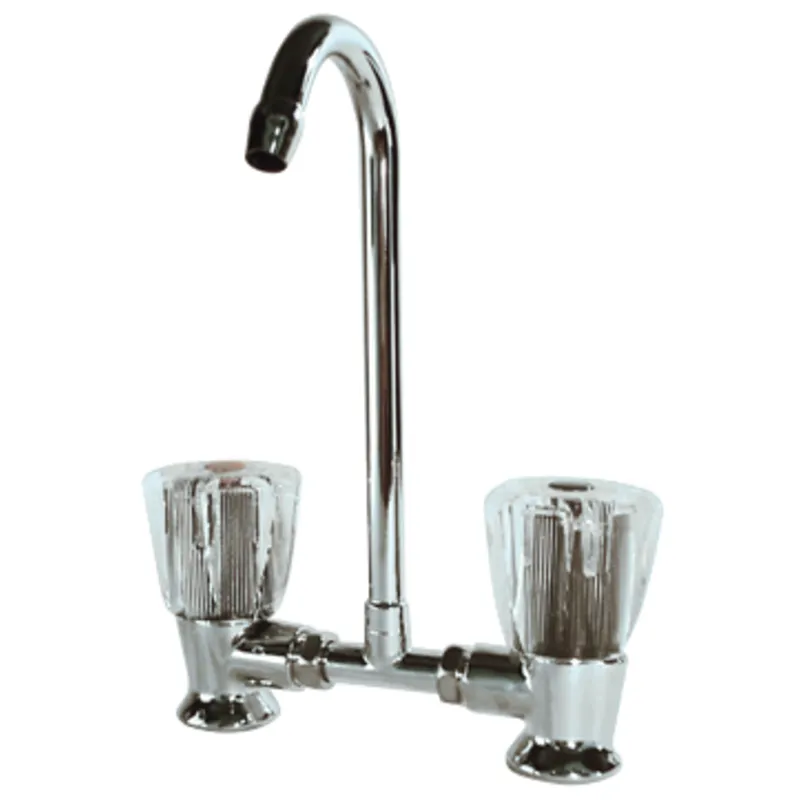 Verchromter 2-Knöpfe-Mischhahn mit Schwenkbarem 10mm-Auslauf, Anschluß 3/8"