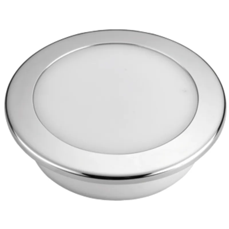 Kunststoff Led-Deckenleuchte mit Niro Ring, Ø107.8mm, Einbau, 12v/7,5w, Led 16x 5ø, Warm White