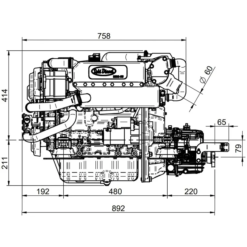 Solé Schiffsdiesel Mini 55 Turbo mit Technodrive Wendegetriebe Tmc260, R=2.47:1
