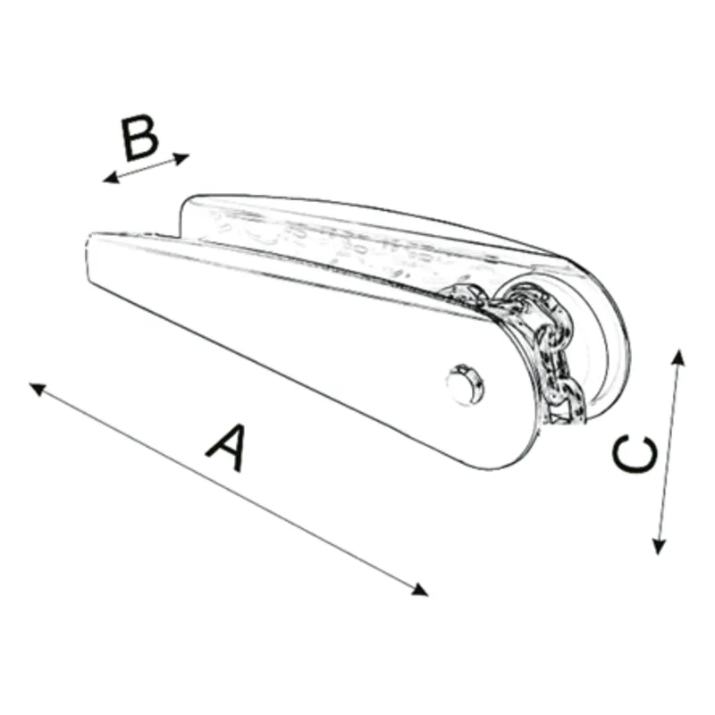Niro Ankerbugrolle, A=200mm, B=50mm, C=65mm (Festes Modell, Bis 7,5kg)