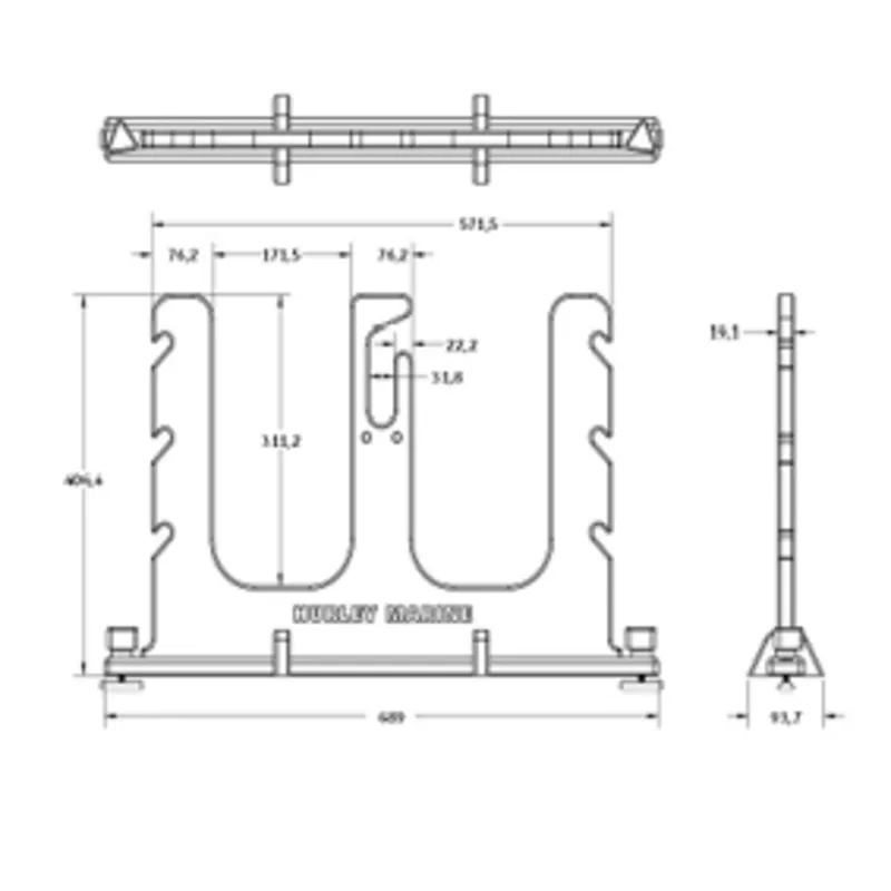 Hurley Sup Stand Up Paddleboard Rack (Holds 2 Sups + Paddles) - For Existing Rail Mount System