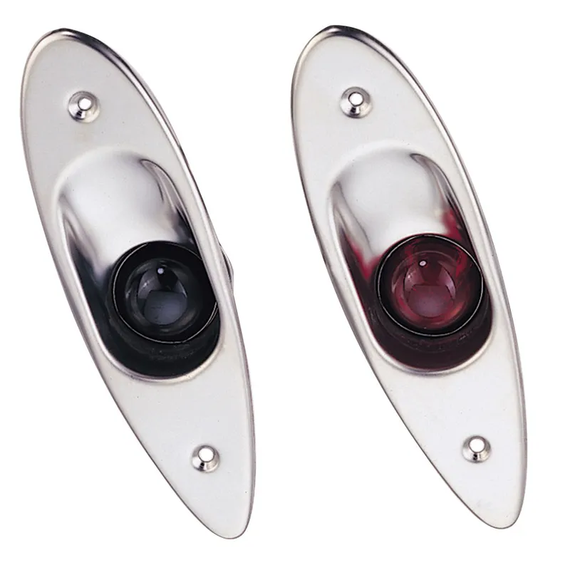 Positionslaternen-Satz für Back-/Steuerbord (Seitlichen Einbau) 12v/6w, Niro Gehäuse, Rote/Grüne Linse