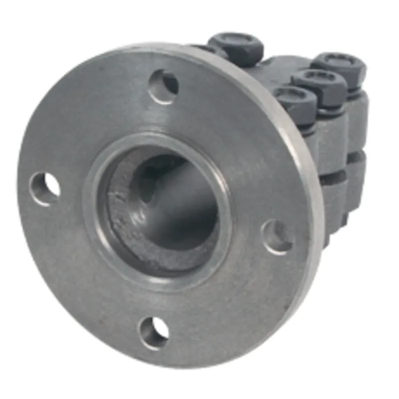 Stählerner Klemmflansch mit Zentrierrand, Ø40mm-Welle, Zentrierrand Ø65mm, Lochkreis Ø100mm