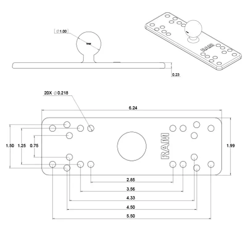 Ram Mount | b Kugel | RAM-B-111U Universal Echolot Halterung
