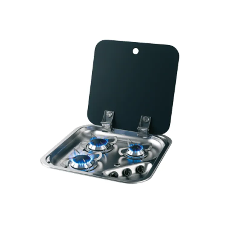 Gaskocher mit Abdeckplatte, Brenner: 1x Klein/2x mittel