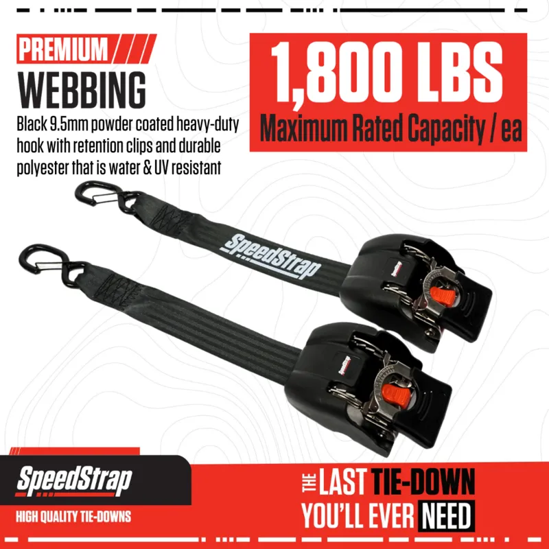 Speedstrap Edelstahl-Spanngurte, automatisch aufrollbar, mit Snap S-Haken (2er-Pack)