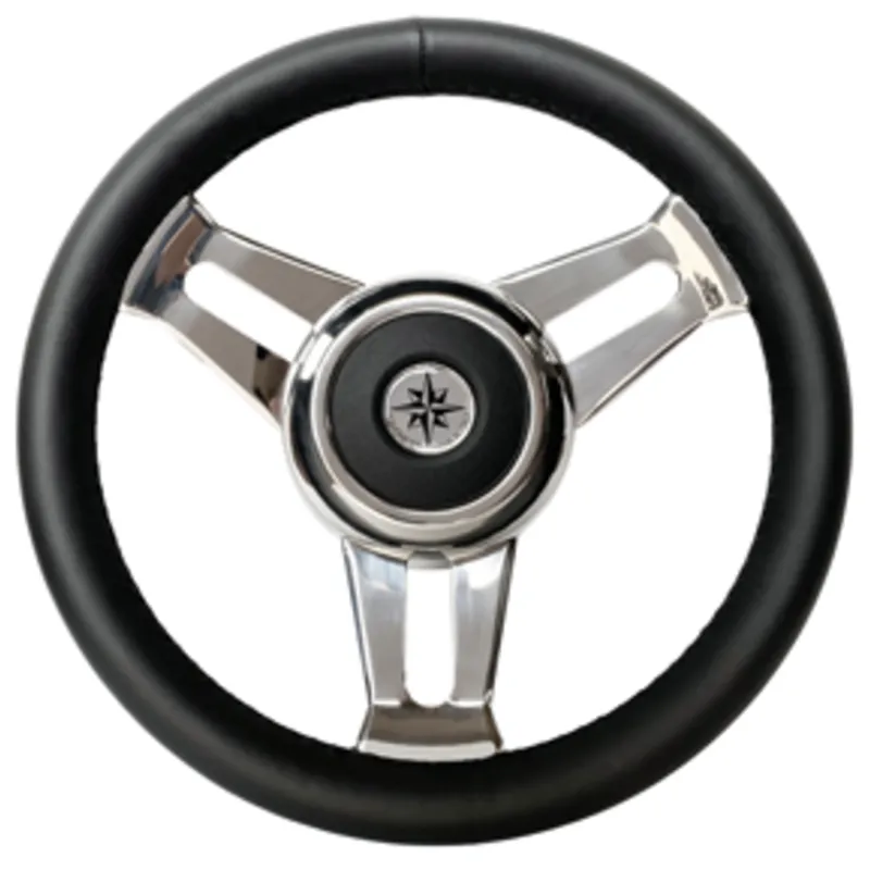 3-Doppelspeichen-Edelstahl-Lenkrad Modell 29 Schwarz, Ø=350mm