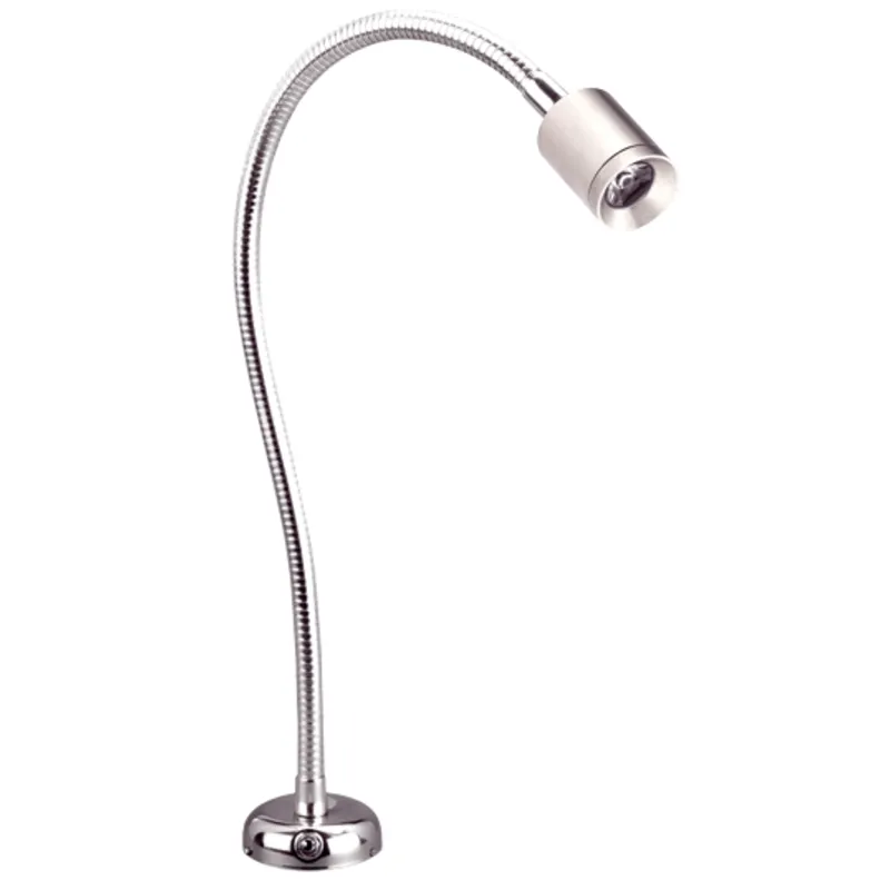 Flexible Led-Kartenleselampe, Messing-Verchromt, 8-30v/1,2w, Led 1x 1w, Warm White, mit Schalter