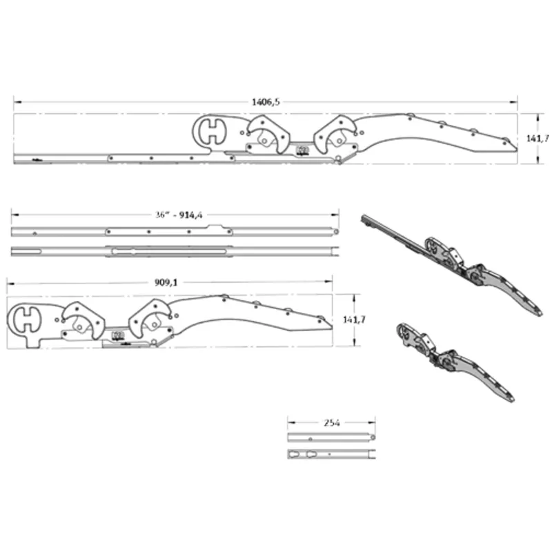 Hurley H2o Davit System 10" Mount Hard Bottom Black mit Fußplatte für Die Montage auf Der Badeplattform