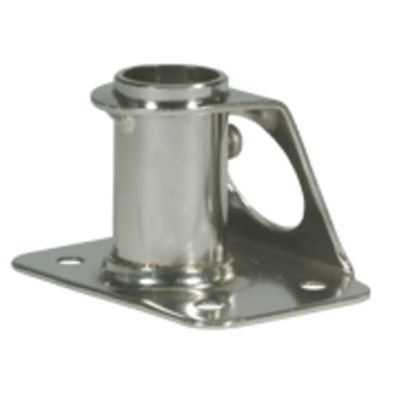 Niro Relingsfuß 90°, Fußplatte L=65mm, B=70-90mm, Ø25mm