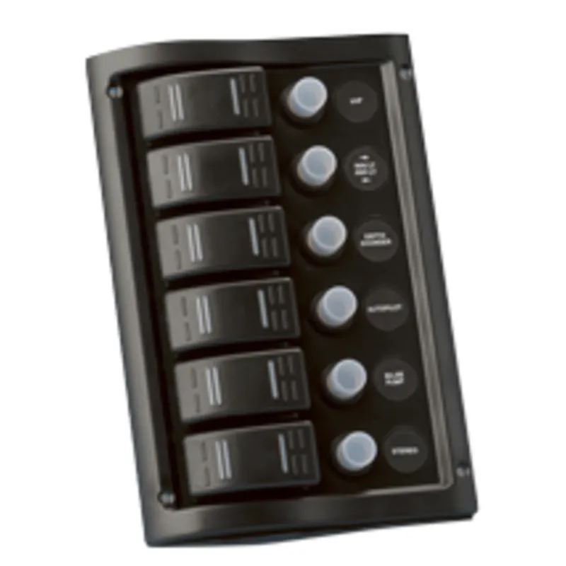 Kunststoff Schalttafel, 12v, 6-Schalter & Led-Indikator, Automatischen Sicherungen (2x5a-2x10a-2x15a)