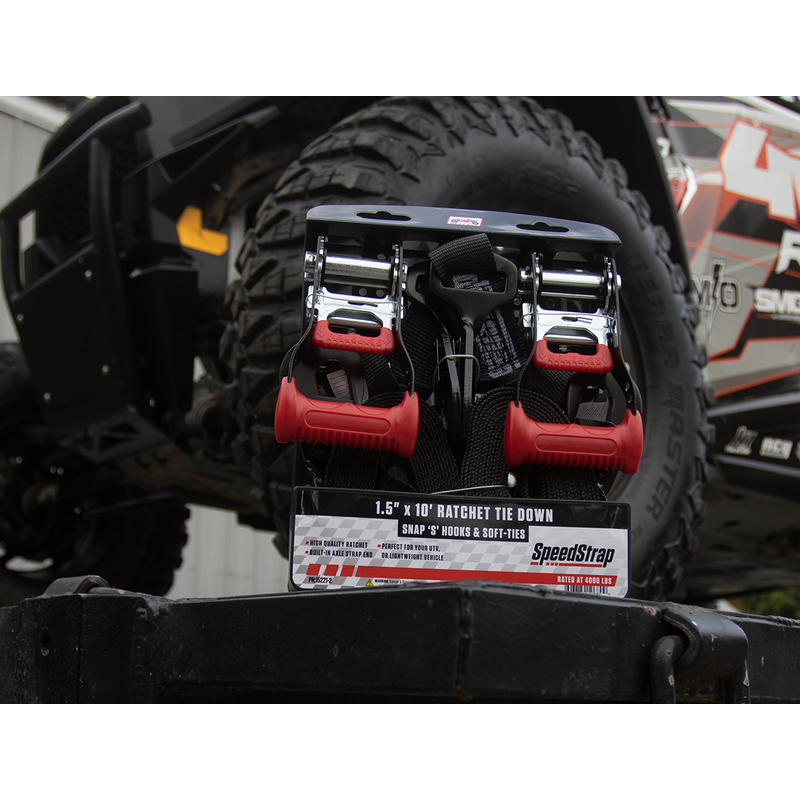 Speedstrap 38 mm Spannband mit Haken und Schlaufe, 300 cm, schwarz, (2er- Pack)