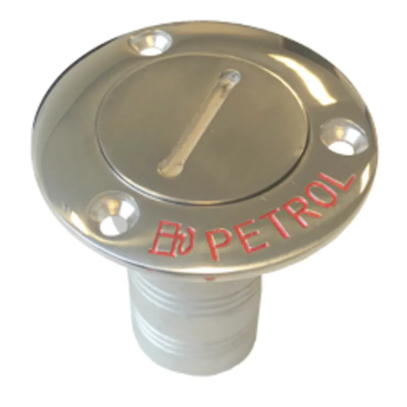 Niro Deckeinfüllstütze 'Petrol', Schlauchanschluss Ø38mm, Flansch Ø76mm, 0° Modell