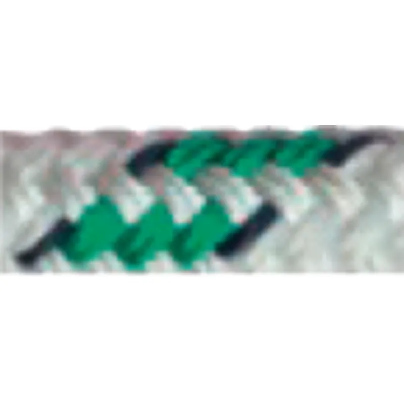 Allcord-18, Doppelt Geflochtene Schotleine, Ø12mm, Weiß mit Grün/Schwarzem Kennfaden, 200m