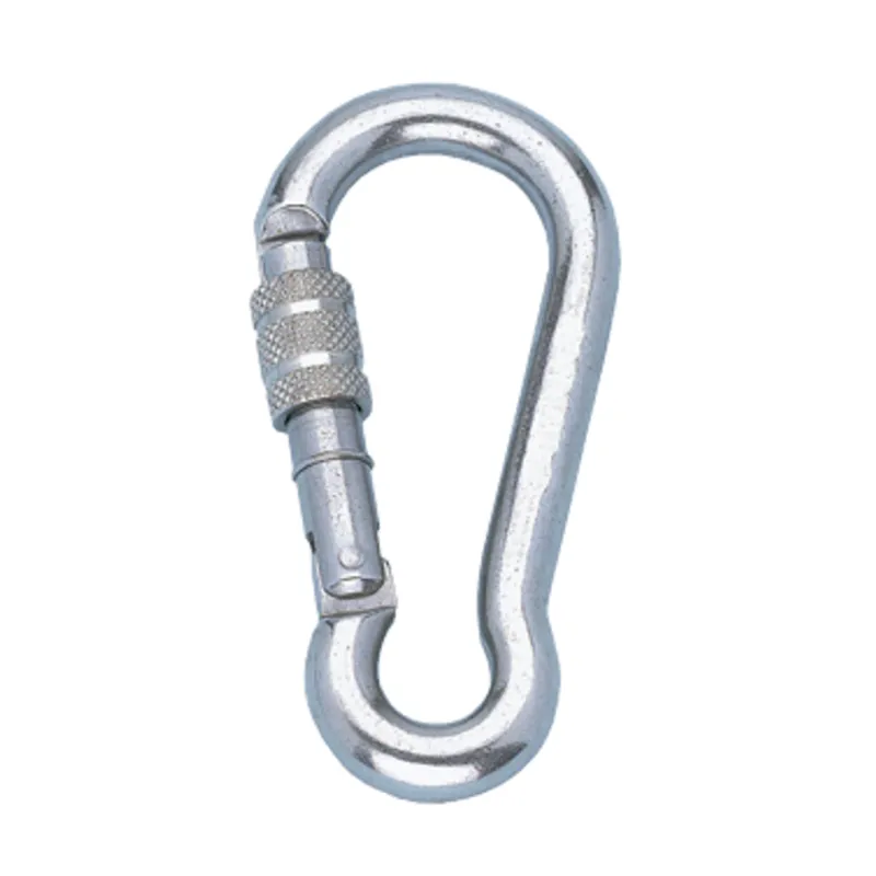 Niro Karabinerhaken mit Schraubsicherung, Ø8mm, L=80mm (Bruchlast 800kg)