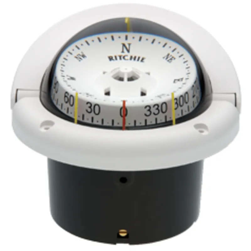 Ritchie Kompass Modell 'Helmsman', Hf-743w, 12v, Einbaukompass, Rose Ø95mm/5°, Weiß