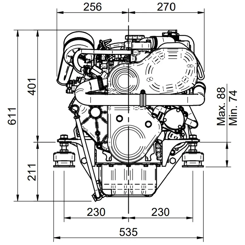 Solé Schiffsdiesel Mini 44/Sd mit Technodrive Seaprop Saildrive, R=2.15:1