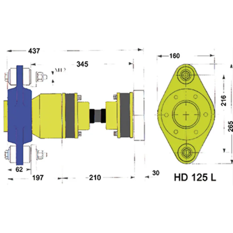 Hydradrive Typ Hd-125 Homokinetisches Antriebsystem, Satz, mit Staudrucklager, Homokinetische Welle und Adapterflansch