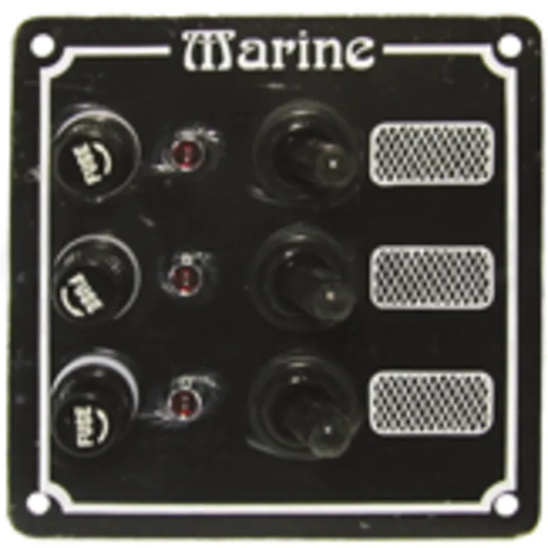 Aluminium Schalttafel, 12v, 170x100mm, 6-Schalter, 5a Glassicherungen & Kontroll-Lampen