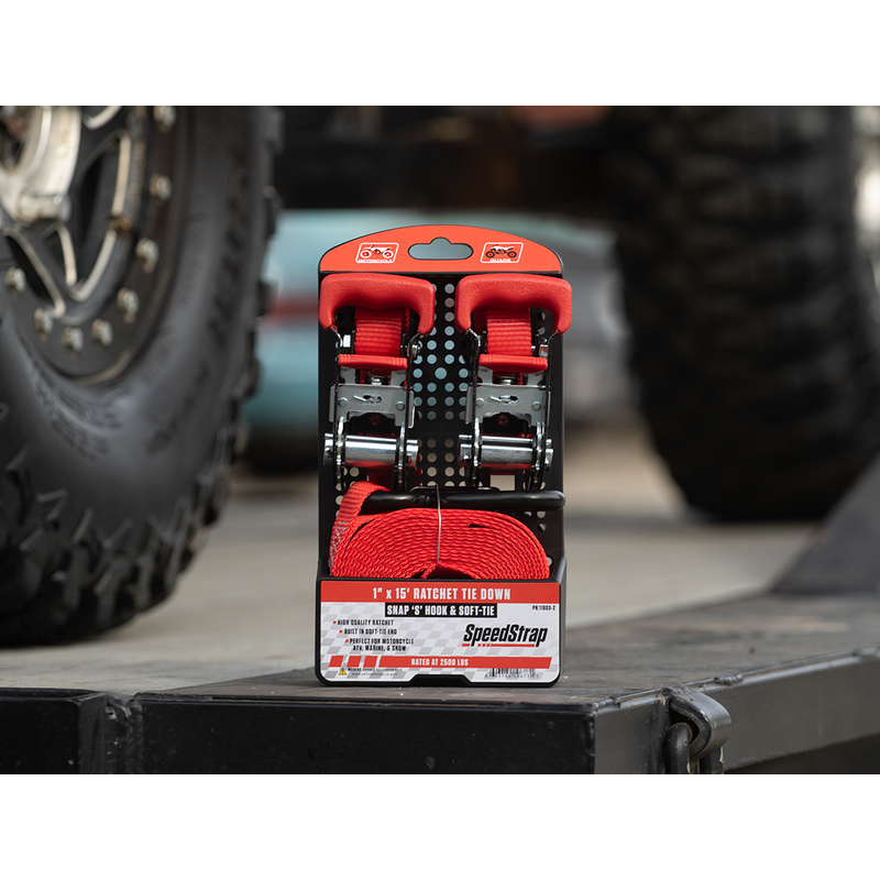 Speedstrap 25 mm Spannband mit S-Haken und Schlaufe, 450 cm, rot, 2 St.